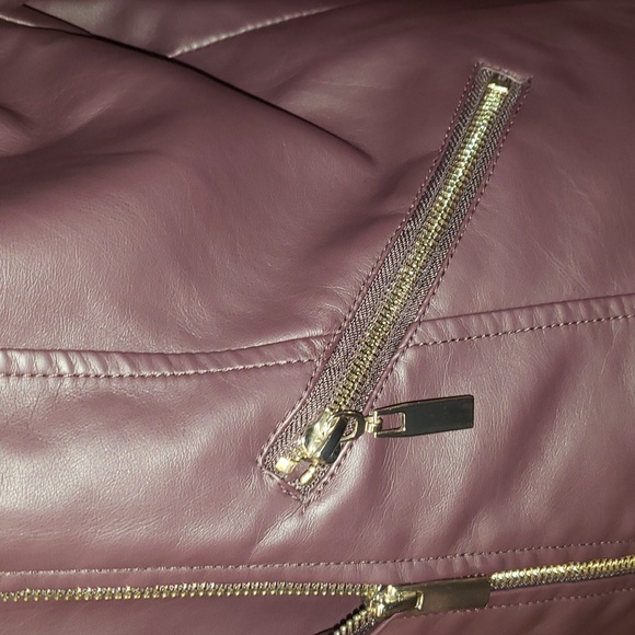 New York & Co Burgundy Faux Leather Jacket Sz M - Picture 8 of 15